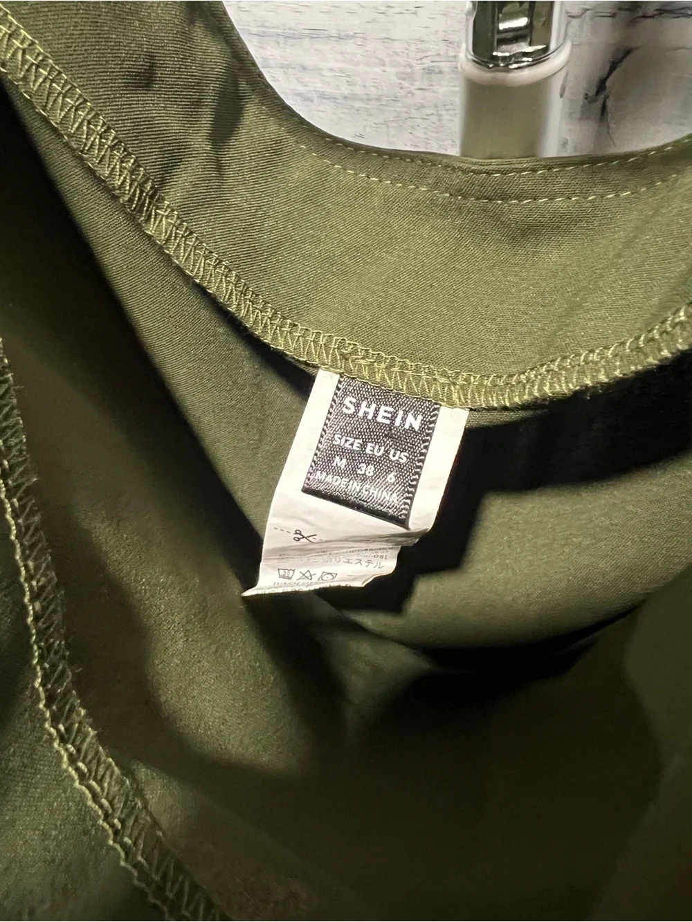 SHEIN Olive Green Tie-Waist blouse
